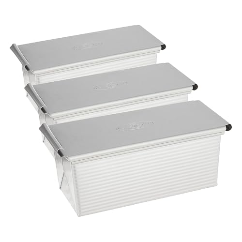USA Pan Bakeware Pullman Loaf Pan With Cover, Nonstick & Quick Release Coating, Made in the USA from Aluminized Steel, 9 x 4 inch (Pack of 3) - size: 9 x 4 inch (Pack of 3), style: with Lid