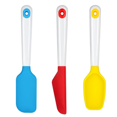 Webake Mini Silicone Spatula Set, Non-Stick Small Spatulas with Sturdy Handle, Nice for Small Jars and Cans, Mixing, Cooking and Baking, Heat Resistant and Dishwasher Safe, Great for Kitchen Use - size: Mini