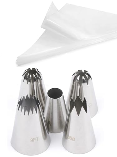 Large Piping Bags and Tips & Tips 25 Pcs for Churros, Eclairs & Meringues - color: C