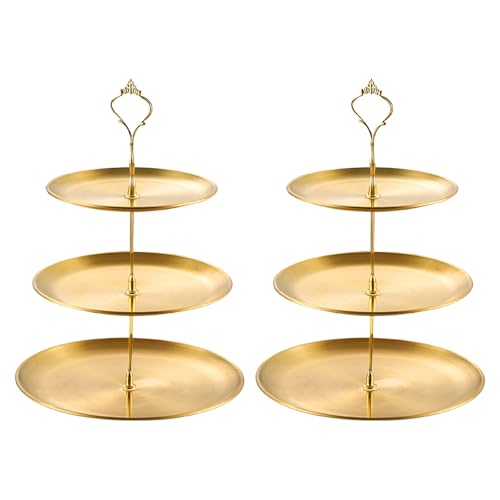 3 Tier Stainless Steel Cupcake Tower Dessert Stand 2 Pcs