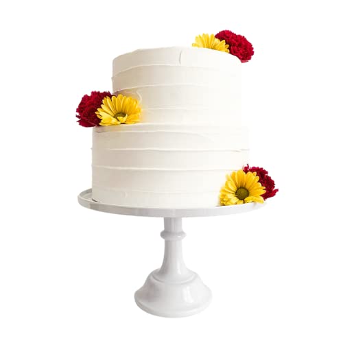 11-Inch White Melamine Cake Stand Pedestal Durable Plastic Dessert Display - color: White