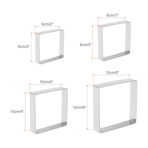 HARFINGTON Square Cookie Cutter Set Assorted Sizes Stainless Steel Geometric Biscuit Baking Pastry Candy Cookie Cutters Molding for Pastry Fondant Cake - style: Square