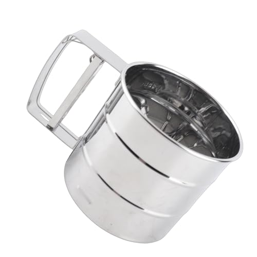 Generic Stainless Steel Flour Sifter 3.9oz Manual Hand Held Sifter with Fine Mesh and Crank Handle for Baking Powder Sugar Cocoa and Coffee