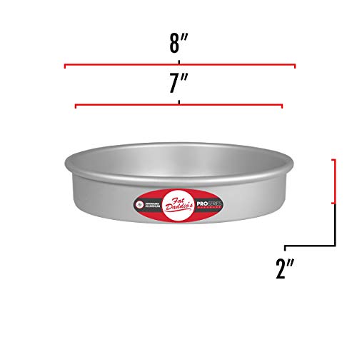 Fat Daddio's Anodized Aluminum Round Cake Pan, 7 x 2 Inch, Silver (Pack of 2) - size: 7 x 2 Inch, Set of 2, style: 2" Depth