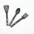 Kitchen Cooking Tools 3Pcs Mini Nylon Kitchen Utensils Set Slotted Turner Solid Spoon Fork Dinner Tools (black) - color: Black