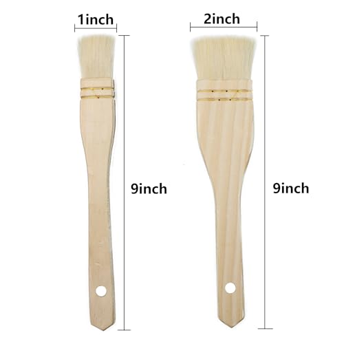 Septe Flat Hake Brushes, Wide Flat Bristles, 9x1,9x2Inches, 2 Pcs - size: 9 x 1 Inches, 9 x 2 Inches