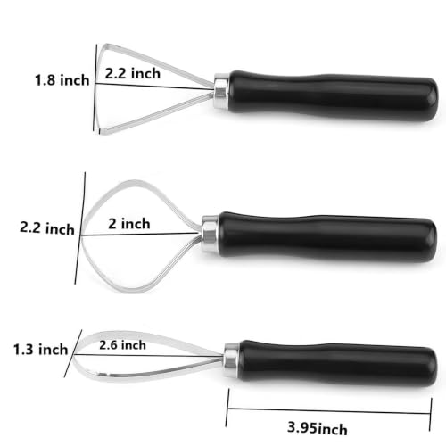 HilBeliFU 3Pcs Big Loop Tools Set, Wood Sculpture Scraper Knife with Sawtooth Steel Flat Wire, Portable Clay Sculpture Big Loop Tool for Sculpting, Trimming, Cutting, Smoothing