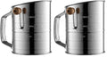 Bellemain 3 Cup Flour Sifter for Baking Fine Mesh Rotary Hand Crank with Loop Agitator for Quick Sifting, Flour Sifter Stainlees Steel (Pack of 2) - size: 3 Cup (Pack of 2)