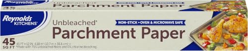 Reynolds Kitchens Unbleached Parchment Paper Roll, Non Stick Parchment Paper for Cooking and Baking, Oven Safe up to 425 Degrees, Chlorine-Free, 45 Feet x 12 Inches, 45 Sq. Ft., (Pack of 12) - size: 45 Sq Ft (Pack of 12), style: Unbleached