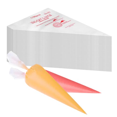 200 Pcs Disposable Cream Pastry Bag Cake Icing Piping Decorating Tool Cupcake Decorating Piping Icing Bag (Red) - size: 10"
