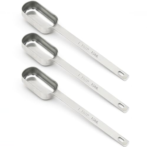 3PCS 1TBSP(15ML) Measuring Spoon, Stainless Steel Long Handle Teaspoons - size: 1tbsp|3tsp|15ml|1/16cup|1/2oz