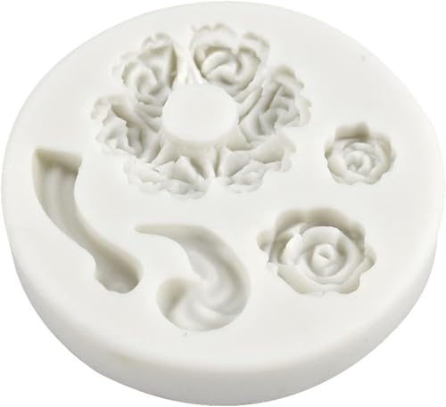 White Dessert Mold Food Grade Mini Rose Flower Teapot Mold Durable, Fondant and Gum Paste Molds,Candy Making Supplies
