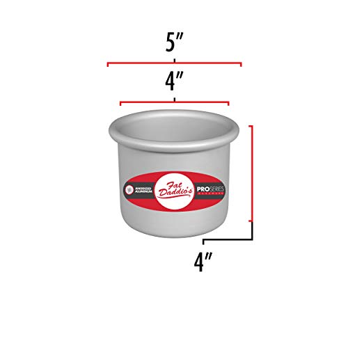 Fat Daddio's Round Cake Pan, Silver, 4 x 4 Inch (Pack of 6) - size: 4 x 4 Inch, Set of 6, style: 4" Depth