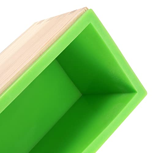 3PCS 47oz Silicone Soap Kit, Green Rectangular Silicone Loaf Soap Making with 3 Wooden Boxes and 3 Lids, DIY Supplies for Soap Making - color: Green