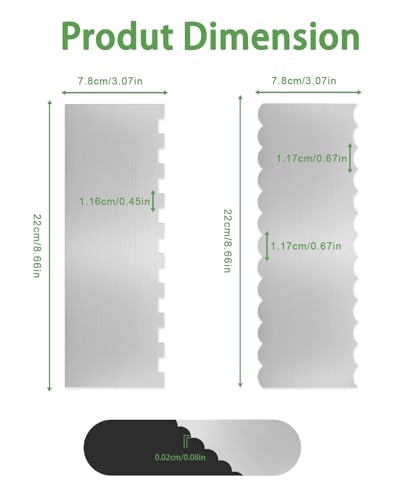 2PCS Stainless Steel Cake Scraper Set, Metal Cake Scraper - color: Stainless Steel 2PCS