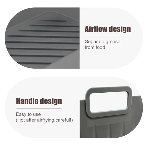 Golden Associate Silicone Liners Rectangle 2 Pcs for Air Fryer Dual Basket 8 to 10 Qt, Food-grade Reusable Baking Tray Fit Ninja DZ201 DZ401 DZ550, 4 to 5 Qt Each, Airfryer Accessories Grey - size: 8.5x5.5''dual