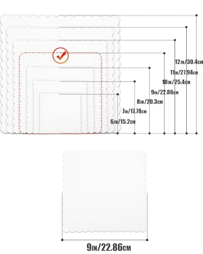 qiqee White 9 Inch Wave Cake Boards 15-Packs Squares Base Food-Grade Cardboard Wave Cake Plate（Thinner But Stronger） - size: 9 inch cake boards