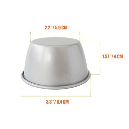 3 Inch Metal Pudding Molds, Mini Egg Tart Pan, Round Flan Baking Cup - size: 3.3" x2.2" x1.57" Carbon Steel