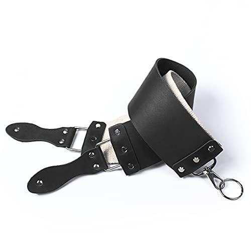 Razor Strop - Barber's Latigo Leather Straight Razor Strop. Dual Strap that will be a Great Addition for Any Straight Razor. PREMIUM LEATHER Strop for Sharpening. (Black Personalized) - color: Black Personalized