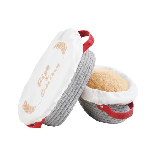 Baker's Secret Banneton Bread Proofing Basket Set of 2 Oval, Sourdough Proofing Baskets with Cloth Liners & Covers, Dough Rising Baskets for Artisan Bread Baking, Proof & Serve - size: 2x Oval Baskets