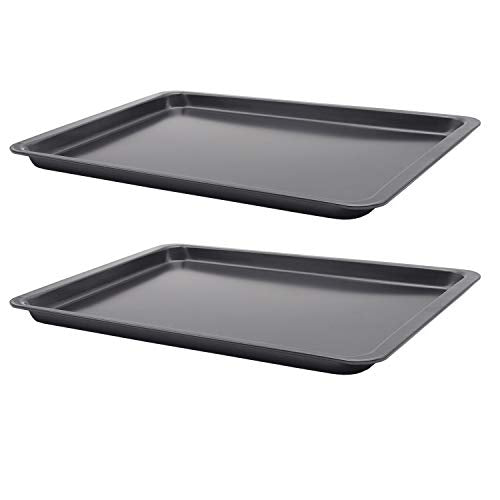 2PCS Cookie Sheet 10x14.5 Inch (Inner 9x13) Baking Sheet Nonstick Heavy Carbon Steel Baking Pans Bakeware - size: 14.5x10 inch Black