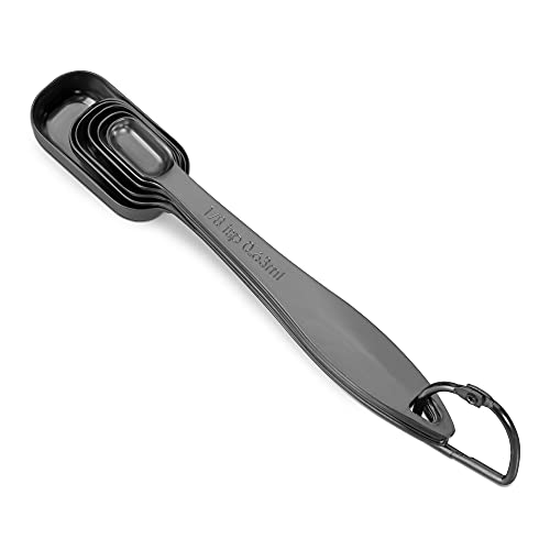 6-Piece 18/8 Stainless Steel Measuring Spoons Set, Dark Gray - color: Dark Gray, size: 6 Piece
