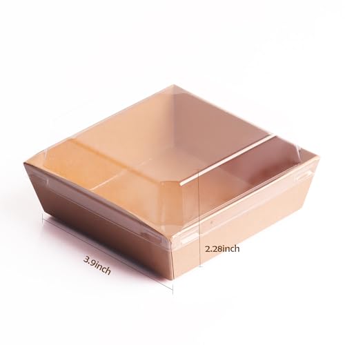 BUIYLV 50 Pack Charcuterie Boxes with Clear Lids, 4 Inches Brown Dessert Boxes To Go Disposable Mini Charcuterie Boxes for Cookie, Sandwich, Strawberry, Cupcake, Macaron, Cake Slice - color: Brown