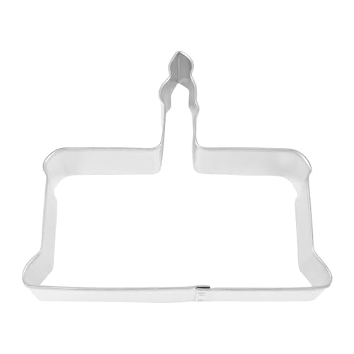 R&M Birthday Cookie Cutter 4-Piece Gift Set-Includes Cake and Candle, Plaque, Present, Balloon Bunch Cookie Cutter with Recipe Card - Steel