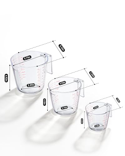 Measuring Cups, Plastic Measuring Cups Set of 3-1000ml, 600ml, 300ml