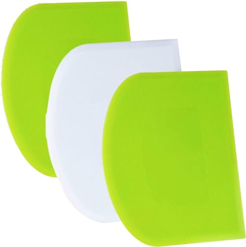 SURDOCA Dough Scraper Bench Scraper - 3P 5.9x4.3" Plastic Flexible Bowl Scraper, Sharp Edge & Angles Cake Scraper. Non-Slip Bakeware Decorating Tools Sculpting & Modeling Tools - Green+White+Green - color: Green+White+Green, size: 15x11cm/5.9x4.3''