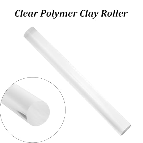 pson 2PCS Clear Polymer Clay Roller, Non-Stick Rolling Pin Acrylic Tube, Thickness Rings Clay Tools for DIY Crafts/Art Supplies (19.5 * 2cm)