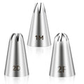 3pcs 1M 2D 2F Cake Piping Tips, Cake Decorating Supplies Piping Tips - size: 1M + 2D + 2F