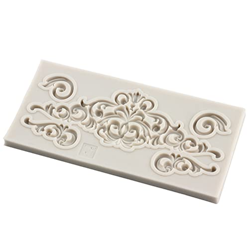 Sijiangmold Baroque Silicone Mold Scroll Relief Lace Fondant Mold Set of 5 - color: Style C