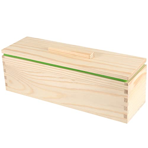 3PCS 47oz Silicone Soap Kit, Green Rectangular Silicone Loaf Soap Making with 3 Wooden Boxes and 3 Lids, DIY Supplies for Soap Making - color: Green