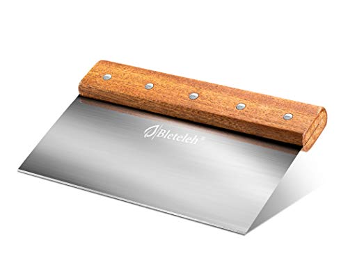 Bench Scraper Dough Cutter Stainless Steel 8-Inch Wood Handle