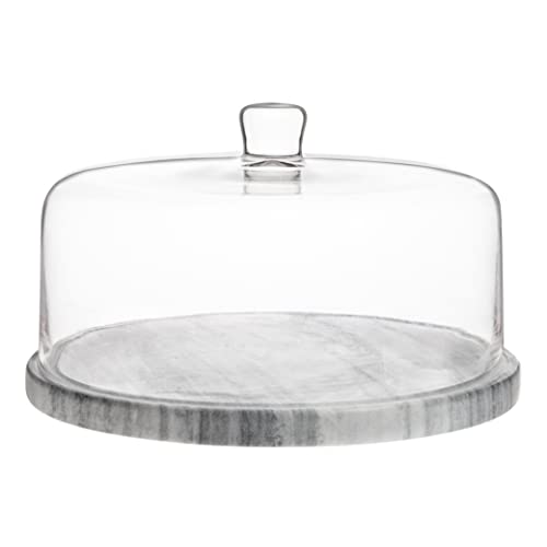 Marble Cake Stand with Glass Dome Cover