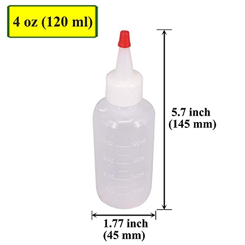 12 Pack 4-Ounce Empty Plastic Squeeze Bottles with Red Tip Caps Multipurpose Squirt Bottle - size: 4 Ounces (Pack of 12)