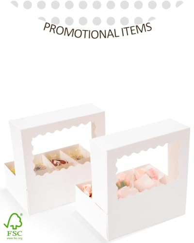 qiqee Auto-pop Up Cupcake Boxes with Window White 100PCS 6 Count Cupcake Box 9.4"x6.1"x3" Cupcakes Carrier, 6 Cupcake Containers - color: White, size: 6 Holder/100pcs