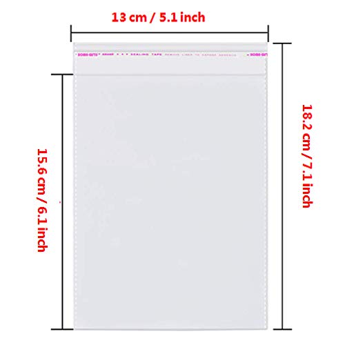 200pcs 5"x6" Clear Resealable Cellophane Bag Self Adhesive Seal - size: 5x6 Inch (Pack of 200)