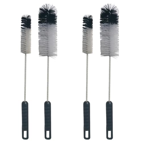 NewFerU Bottle Brushes Thin Long Handle X 4, Soft Nylon Slim Wire Set