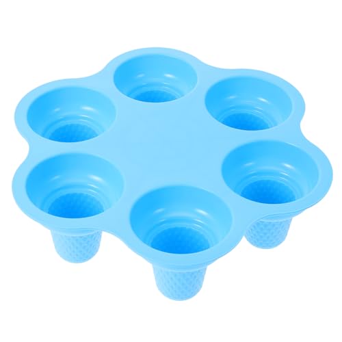 DOITOOL 6-Hole Silicone Ice Cream Mold for DIY Home Use, Blue