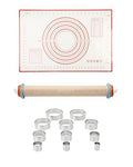 16.7" Wood Rolling Pin with Adjustable Thickness Rings Set - color: Wooden, 16.7", Set 2