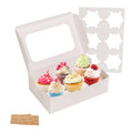 Yeplan 50 Packs Cupcake Boxes,9.4x6.1x3.14 Inches 6 Count Cupcake Box,White Cupcake Containers with Clear Window and Six Treat Holder,Pastry and Cookie Boxes,Bakery Boxes - color: 6 Counts-50 Packs