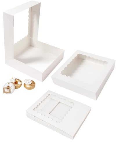 Bakepacker Auto-pop Up Pie Boxes 10x10x2.5 inches, 36pcs, White - color: White