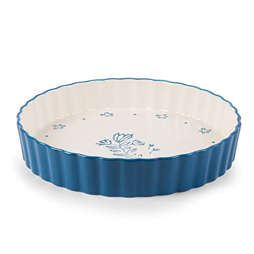 Wisenvoy Pie Pan Tart Pan Quiche Ceramic Pie Dish Pie Plate Tart Pans 9 inch Deep Dish Pie Pan Quiche Pan - color: Blue