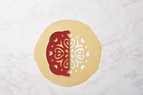 Talisman Designs Pie Top Cutter | Pie Crust Cutter | Pie Decorating Tools | Pie Pastry Baking Accessories | Stencil Crust Cutout | 10-Inch | Hearts Design | Red - style: Pie Top Cutter - Hearts
