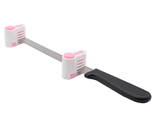 Yorwe 2PCS Cake Slicer Leveler, 5 Layers Bread & Toast Cutter (Pink) - color: Pink