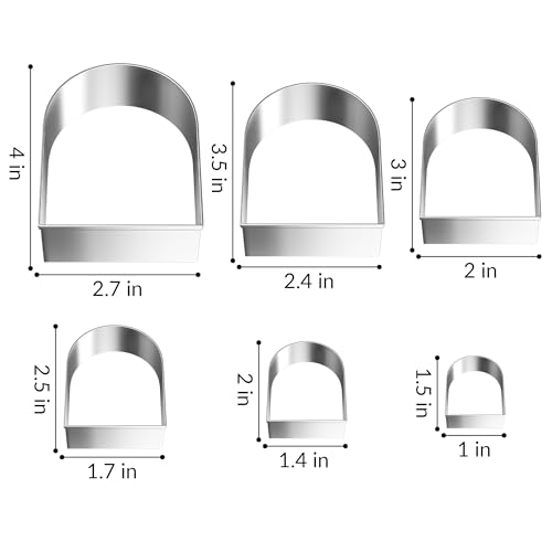FUSOTO 6PCS Arch Cookie Cutter Set, Arch Shape, Stainless Steel, 1.5-4 Inch - style: Arch