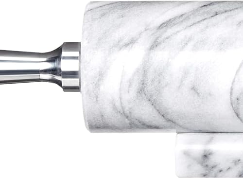 Fox Run Marble Rolling Pin & Stand, White Marble With Aluminum Handles Pin - color: White, Aluminum Handles