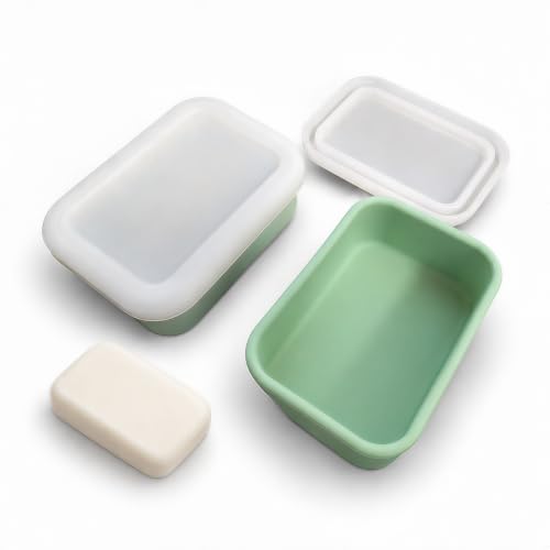 Silicone Soap Molds with Lids, 2 Pack, 8.5 fl oz Each, Sage Green - color: Sage Green